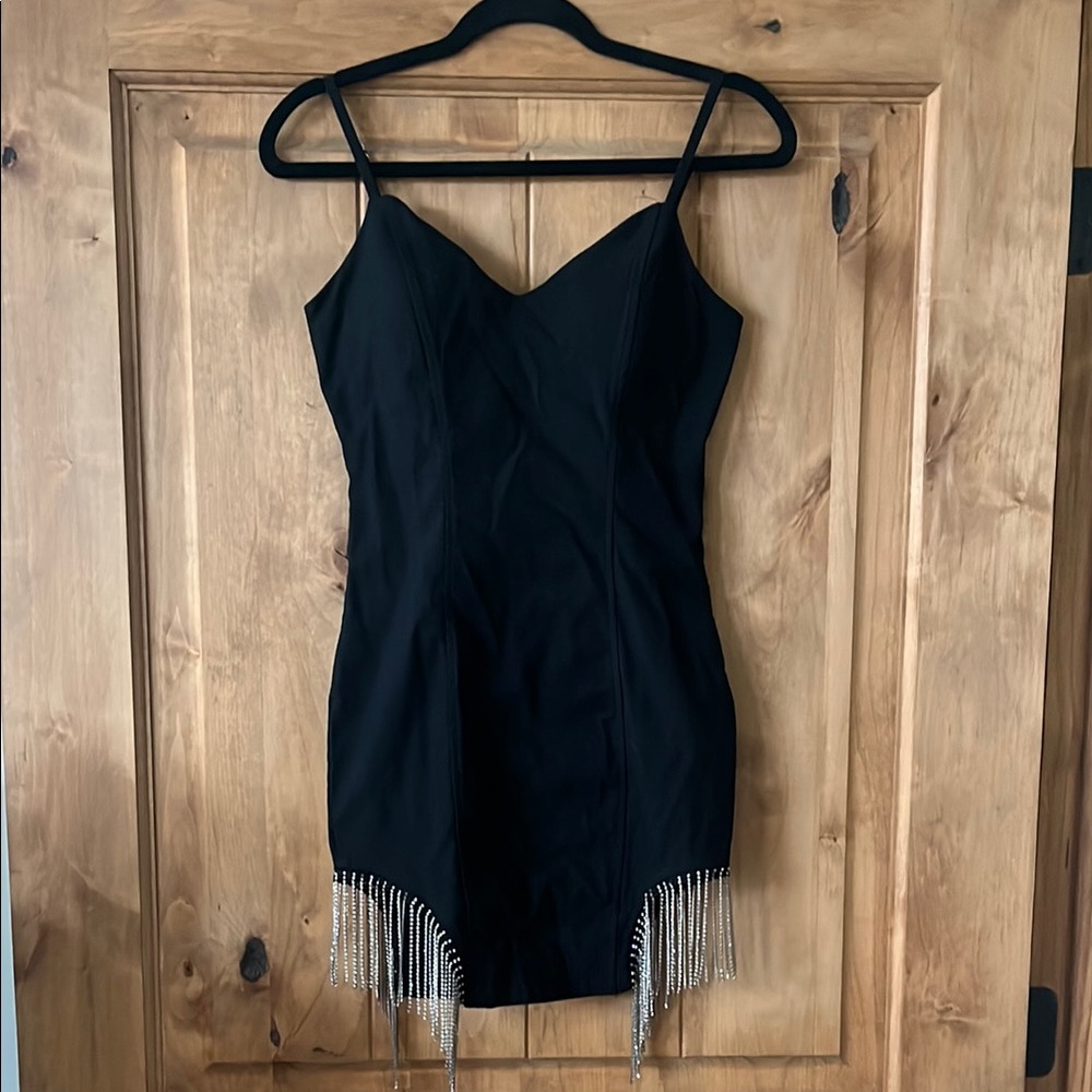 Haute Monde Black Sheath Mini Dress Spaghetti Strap